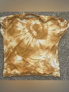 Girls Bixby Mustard Yellow Brown Tie-Dye T-Shirt ~ Size L 12-14